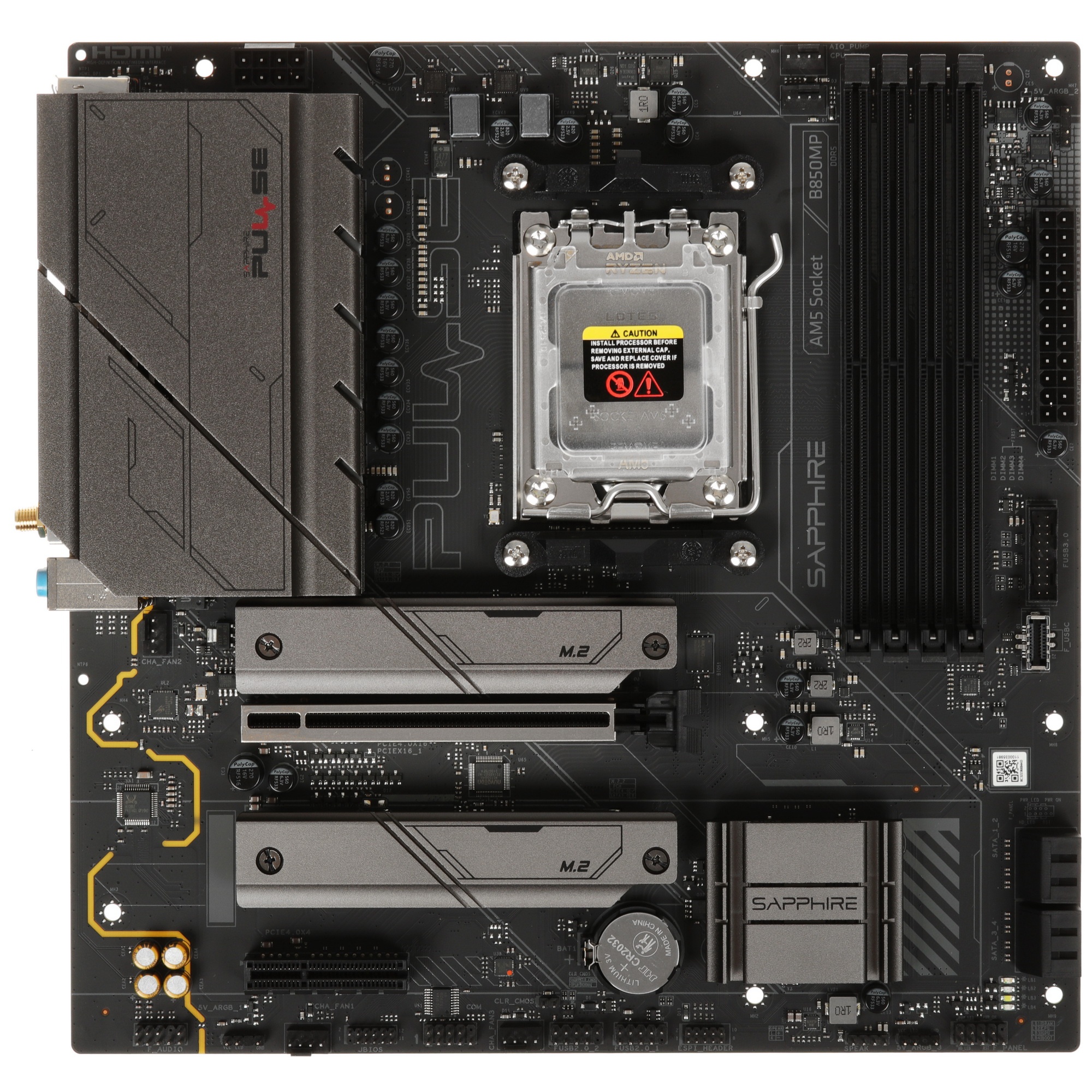 Материнская плата Sapphire B850M PULSE WIFI B850, AM5, 4*DDR5, 1*PCIEx16, 1*PCIEx4, 2*M.2, 2*TypeC,
