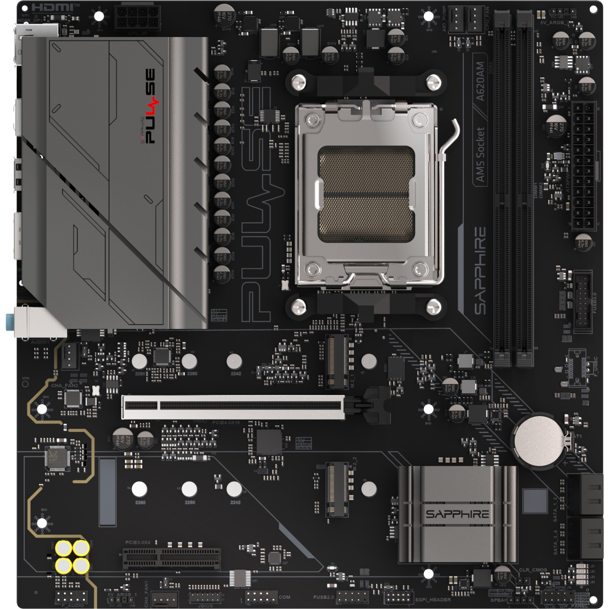 Материнская плата Sapphire A620AM PULSE A620, AM5, 2*DDR5, 1*PCIEx16, 1*PCIEx4, 2*M.2, 4*USB3.2Gen1,