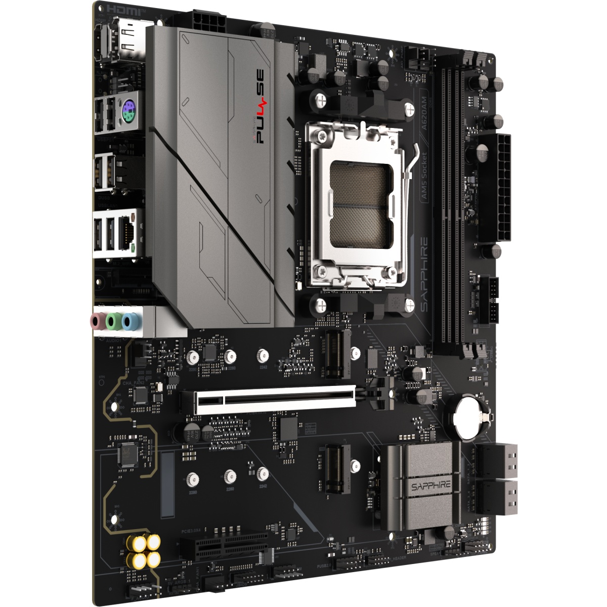 Материнская плата Sapphire A620AM PULSE A620, AM5, 2*DDR5, 1*PCIEx16, 1*PCIEx4, 2*M.2, 4*USB3.2Gen1,