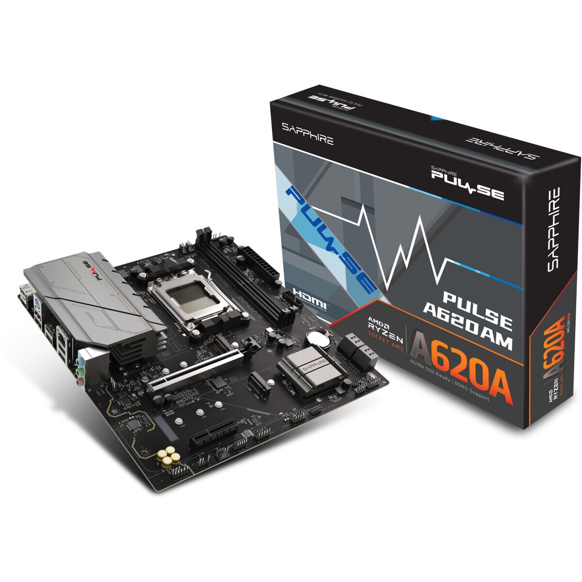 Материнская плата Sapphire A620AM PULSE A620, AM5, 2*DDR5, 1*PCIEx16, 1*PCIEx4, 2*M.2, 4*USB3.2Gen1,