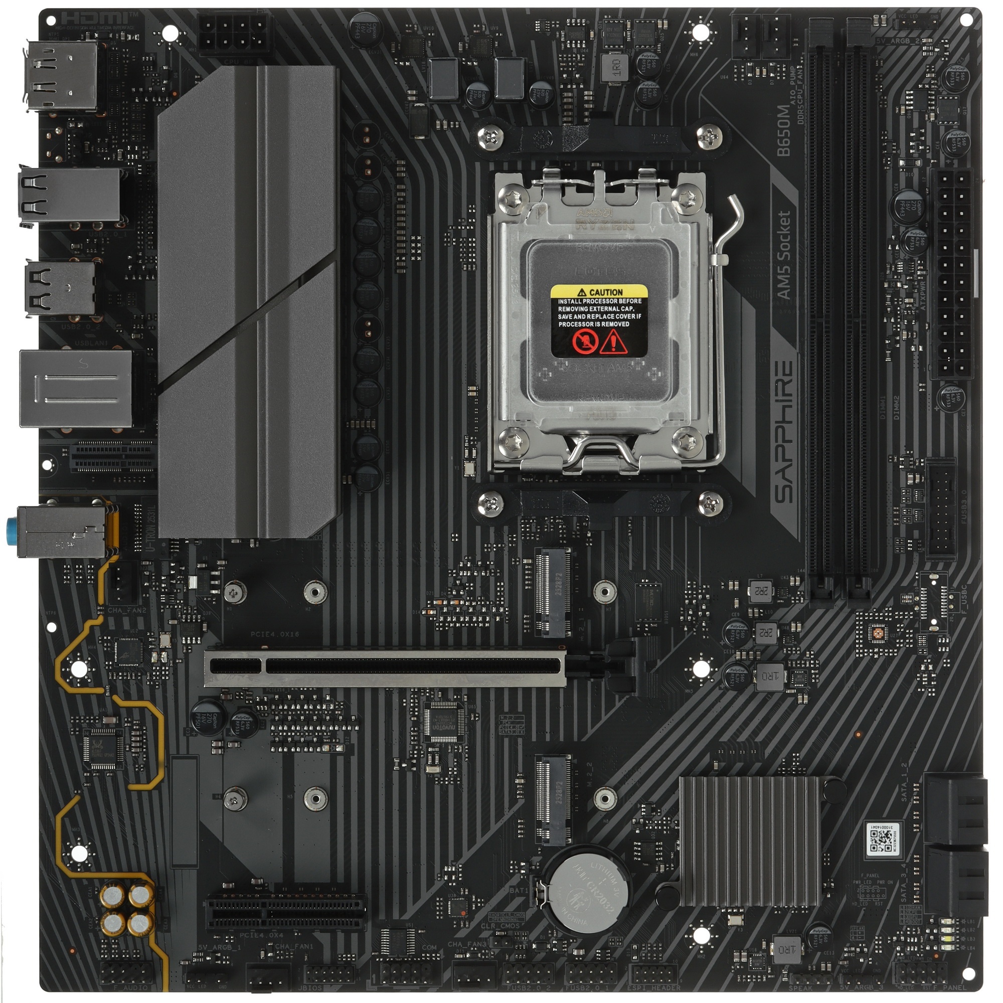 Материнская плата Sapphire B650M-E B650, AM5, 2*DDR5, 1*PCIEx16, 1*PCIEx4, 2*M.2, 4*USB3.2Gen1, 10*U