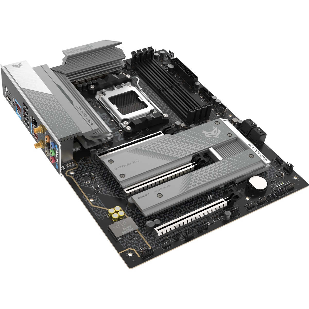 Материнская плата Sapphire B850A NITRO+ WIFI7 B850, AM5, 4*DDR5, 3*PCIEx16, 3*M.2, 2*TypeC, 3*USB3.2