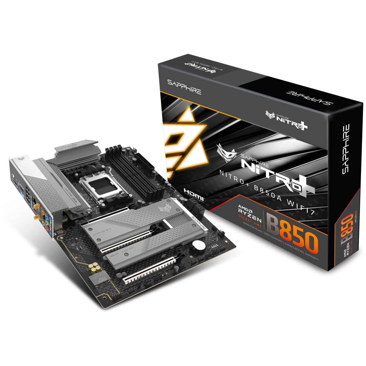 Материнская плата Sapphire B850A NITRO+ WIFI7 B850, AM5, 4*DDR5, 3*PCIEx16, 3*M.2, 2*TypeC, 3*USB3.2