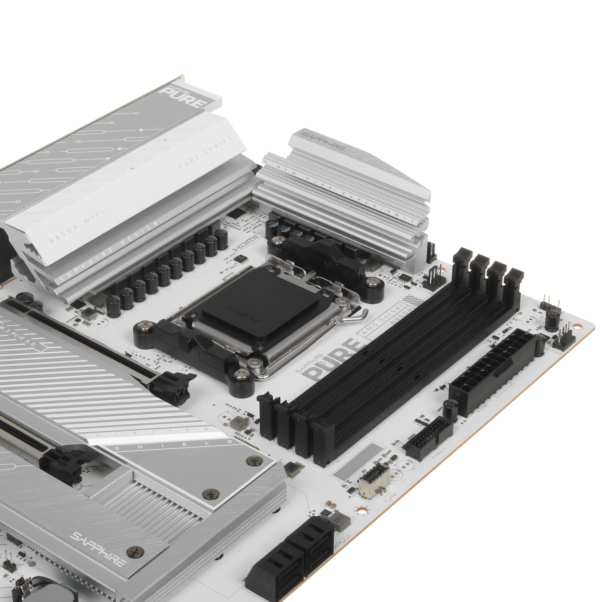 Материнская плата Sapphire B850A PURE WIFI7 B850, AM5, 4*DDR5, 3*PCIEx16, 3*M.2, 2*TypeC, 3*USB3.2Ge