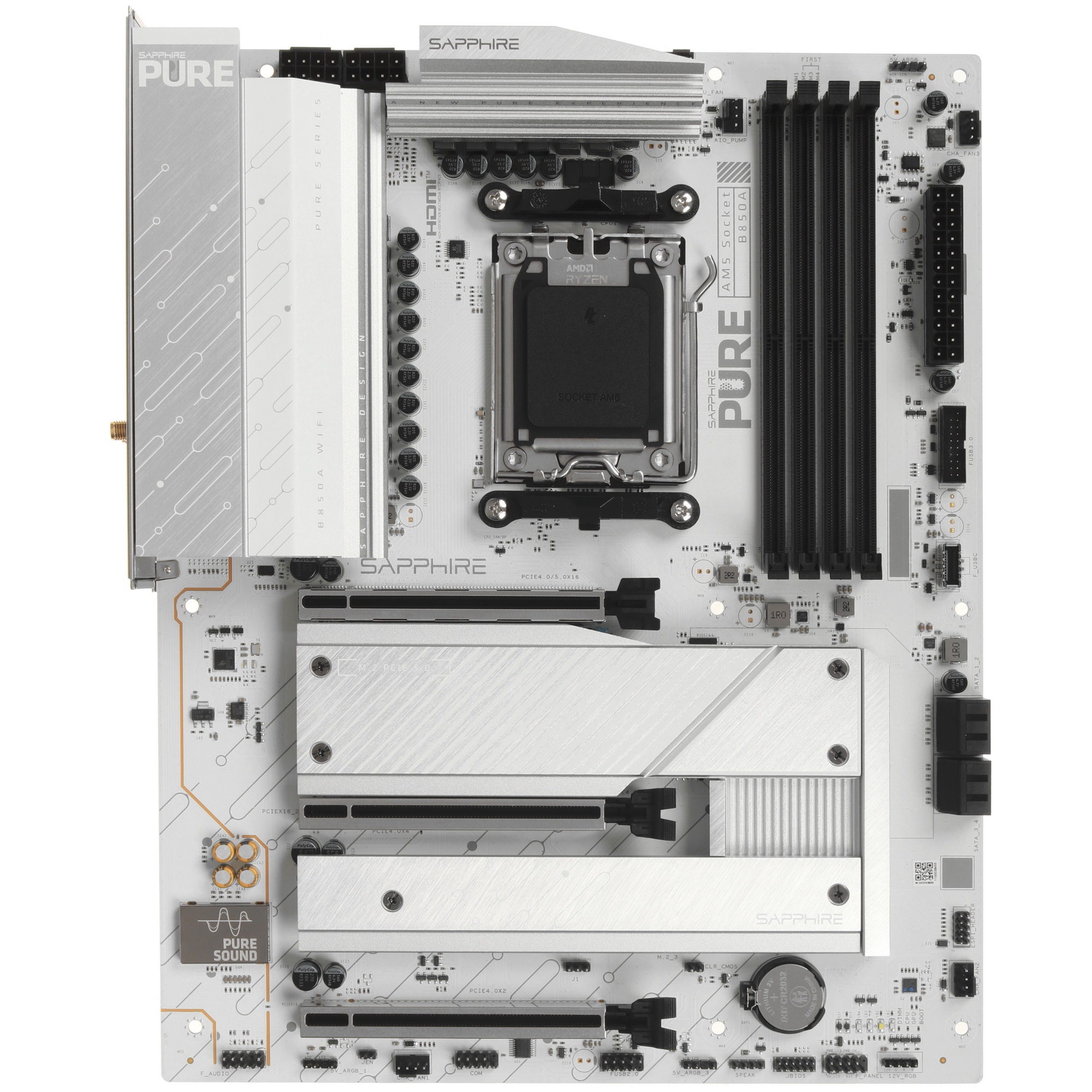 Материнская плата Sapphire B850A PURE WIFI7 B850, AM5, 4*DDR5, 3*PCIEx16, 3*M.2, 2*TypeC, 3*USB3.2Ge