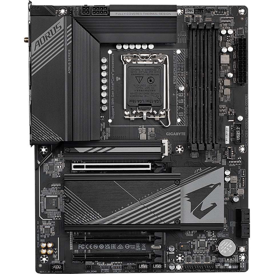Материнская плата Gigabyte B760 AORUS ELITE AX Soc-1700 Intel B760 4xDDR5 ATX AC`97 8ch(7.1) 2.5Gg R