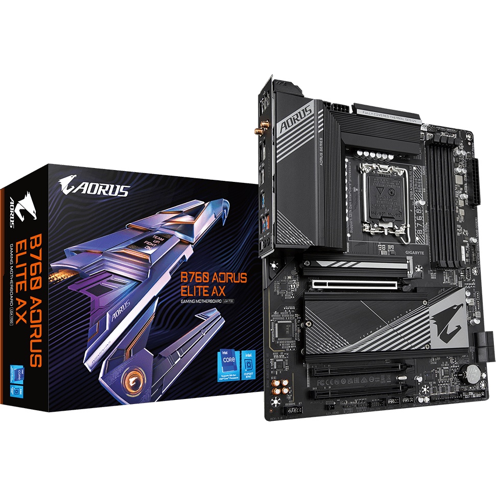 Материнская плата Gigabyte B760 AORUS ELITE AX Soc-1700 Intel B760 4xDDR5 ATX AC`97 8ch(7.1) 2.5Gg R