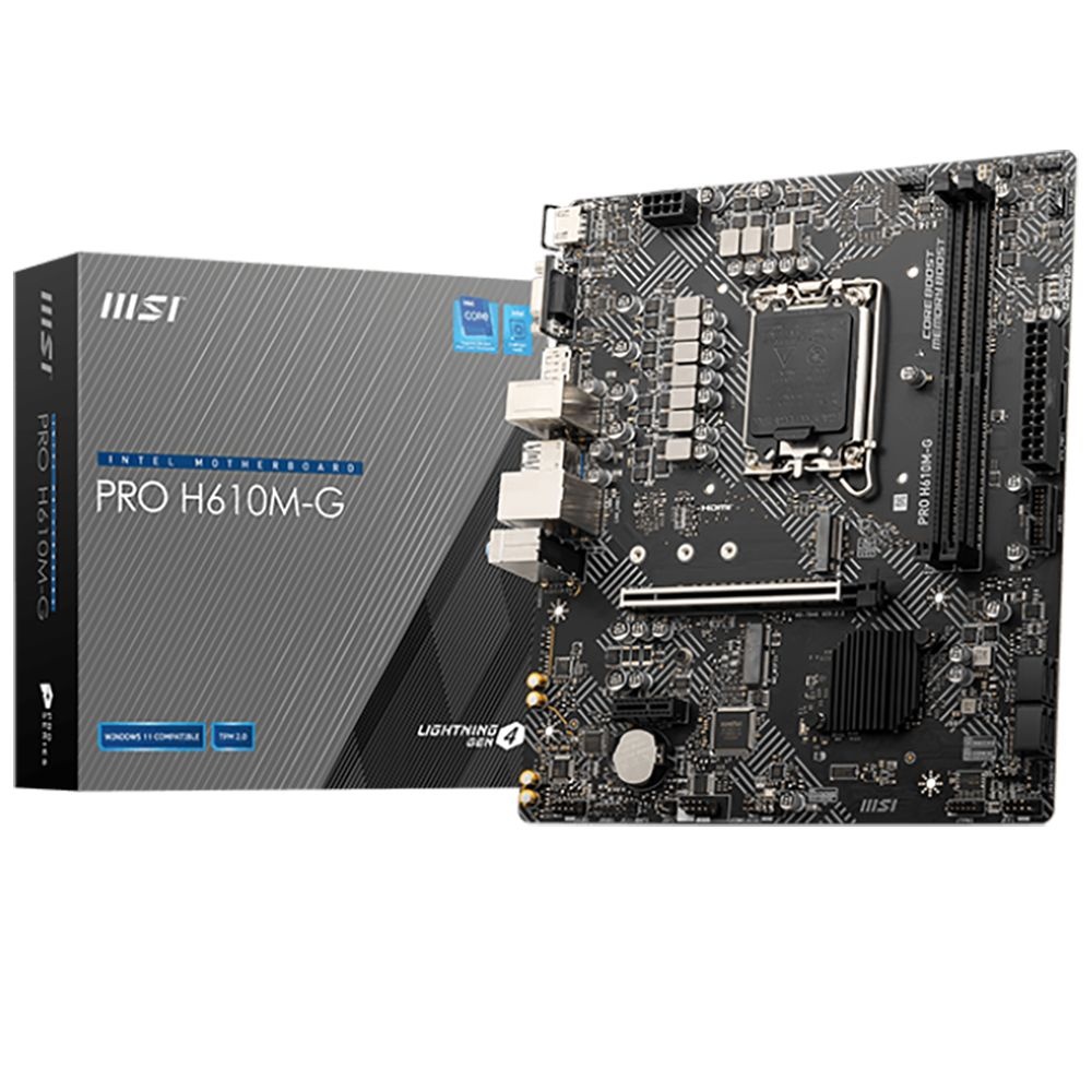 Материнская плата MSI PRO H610M-G H610, LGA1700, 2*DDR5, 1*PCIEx16, 1*PCIEx1, 1*M.2, 4*USB3.2Gen1, 6