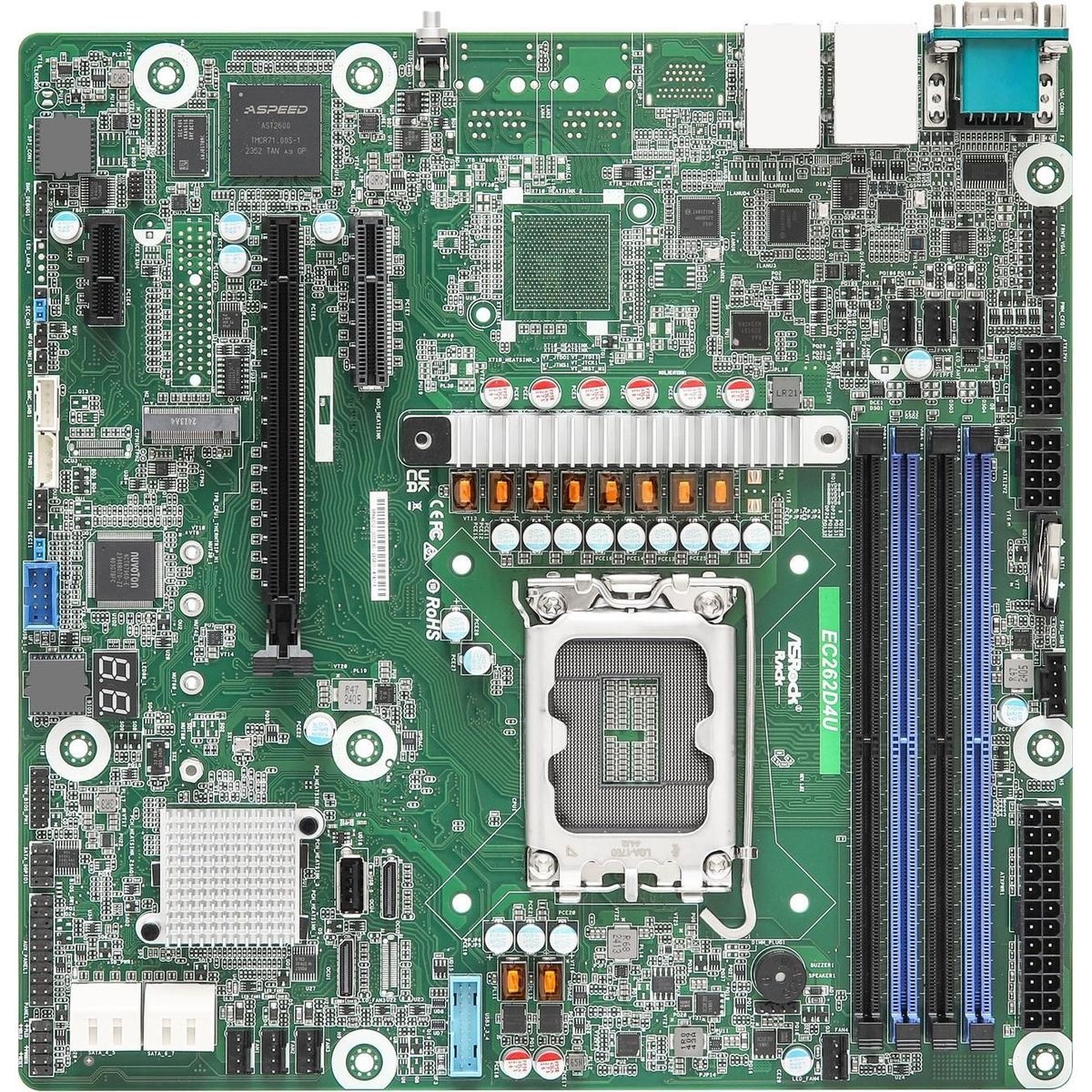 Материнская плата ASRock EC262D4U, LGA 1700, Intel C262, 4xDDR5 ECC, 8xSATA, 1xM.2, 1xPCIe 5.0 x16,