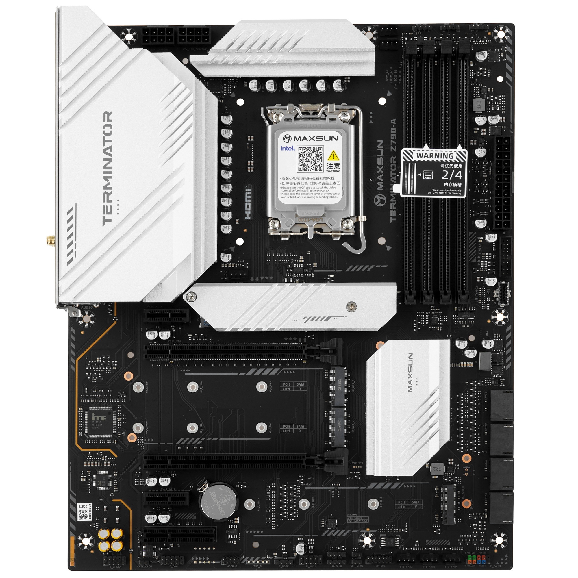 Материнская плата MAXSUN MS-Terminator Z790-A WIFI, LGA1700, Z790, 4*DDR5, 4*SATA3,4*M.2, USB 3.2, U