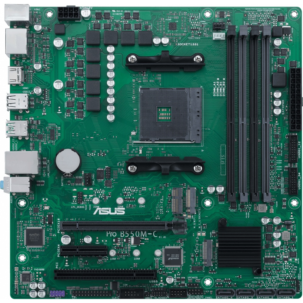 Материнская плата ASUS PRO B550M-C/CSM, Socket AM4, B550, 2*DDR4,2*DP+HDMI, SATA3 + RAID, Audio, Gb