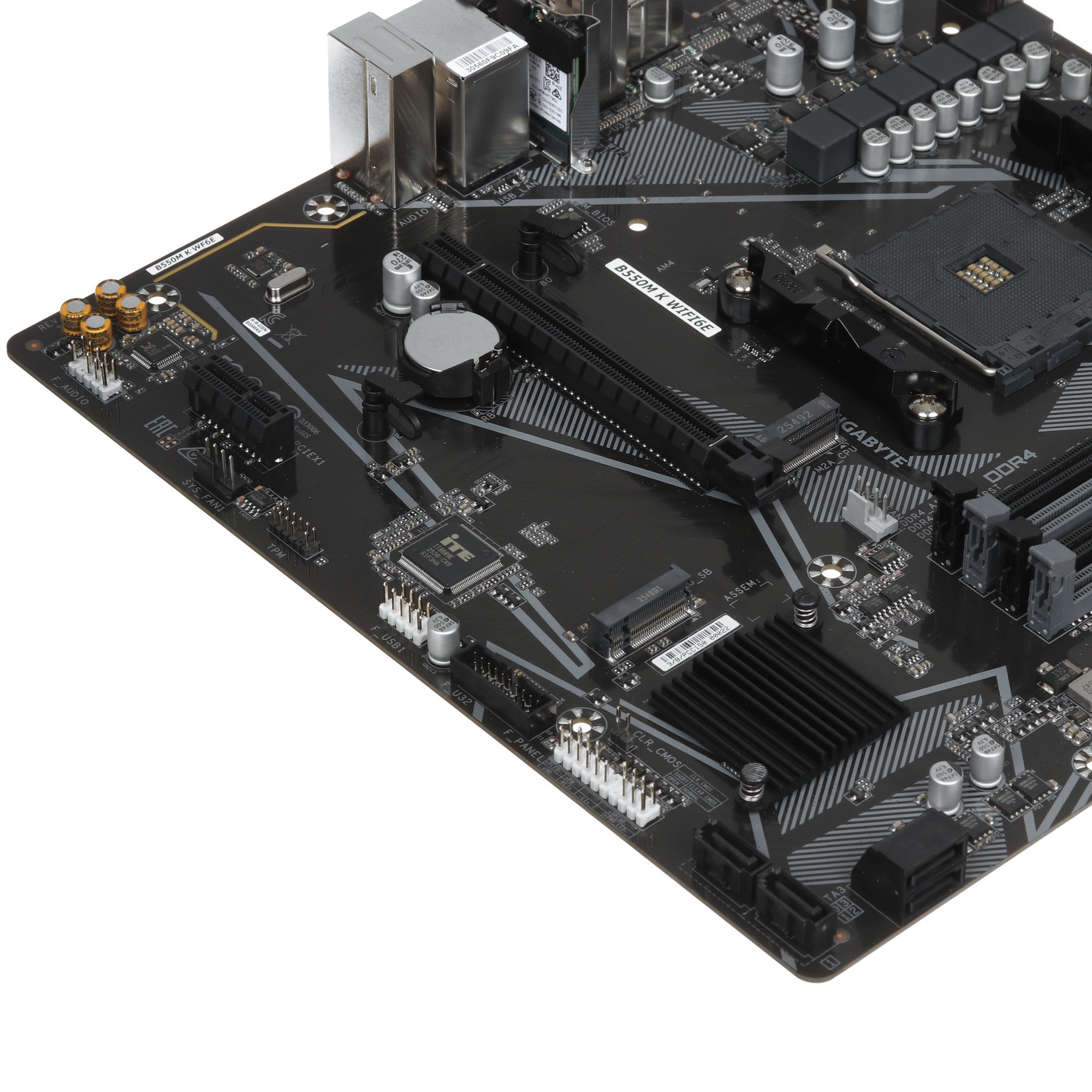 Материнская плата Gigabyte B550M K WF6E B550, AM5, 4xDDR4, 1*PCI-Ex16,2*M.2, 6*USB3.2Gen1, 6*USB2.0,