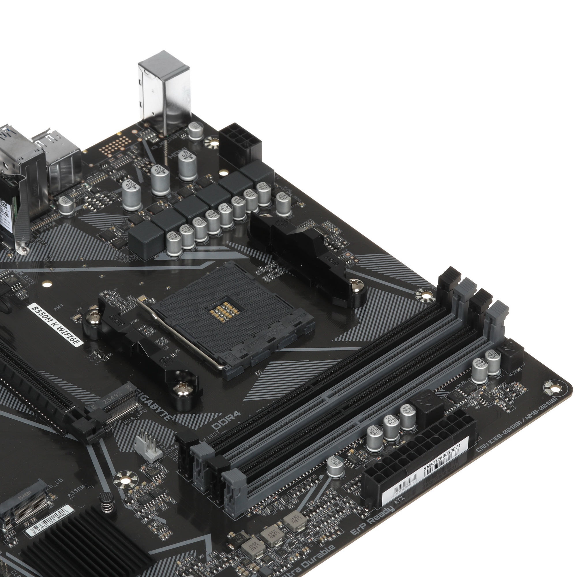 Материнская плата Gigabyte B550M K WF6E B550, AM5, 4xDDR4, 1*PCI-Ex16,2*M.2, 6*USB3.2Gen1, 6*USB2.0,