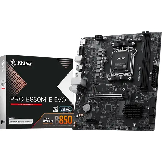 Материнская плата MSI PRO B850M-E EVO B850, AM5, 2*DDR5, 1*PCIEx16, 1*PCIEx1, 1*M.2, 6*USB3.2Gen1, 6