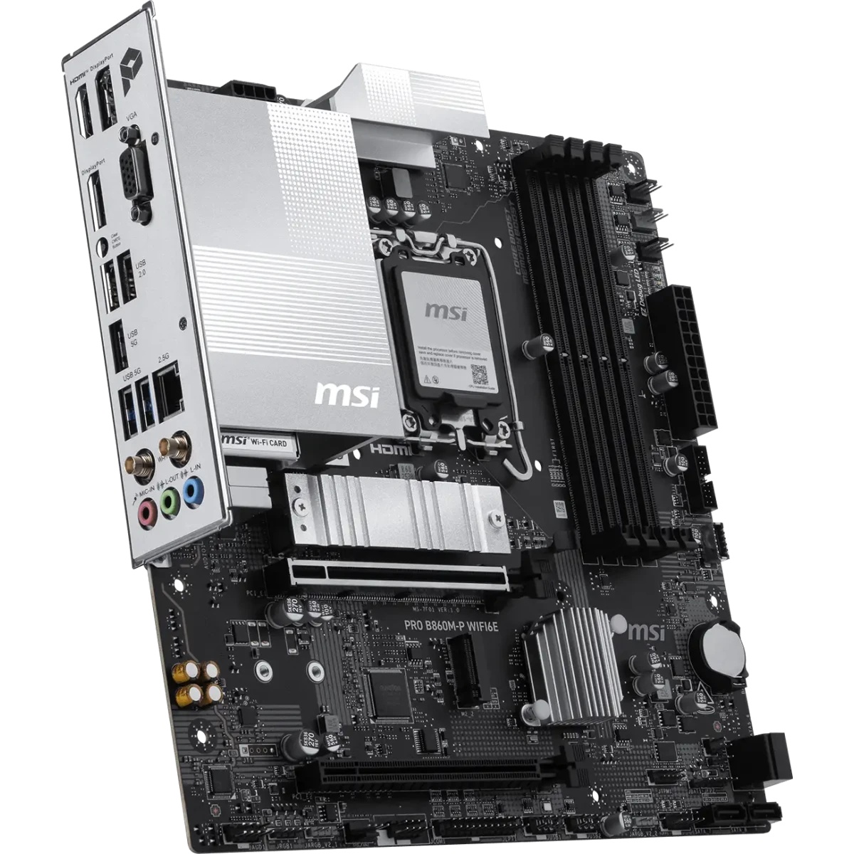 Материнская плата MSI PRO B860M-P WIFI6E B860, LGA1851, 4*DDR5, 2*PCIEx16, 2*M.2, 1*TypeC, 5*USB3.2G