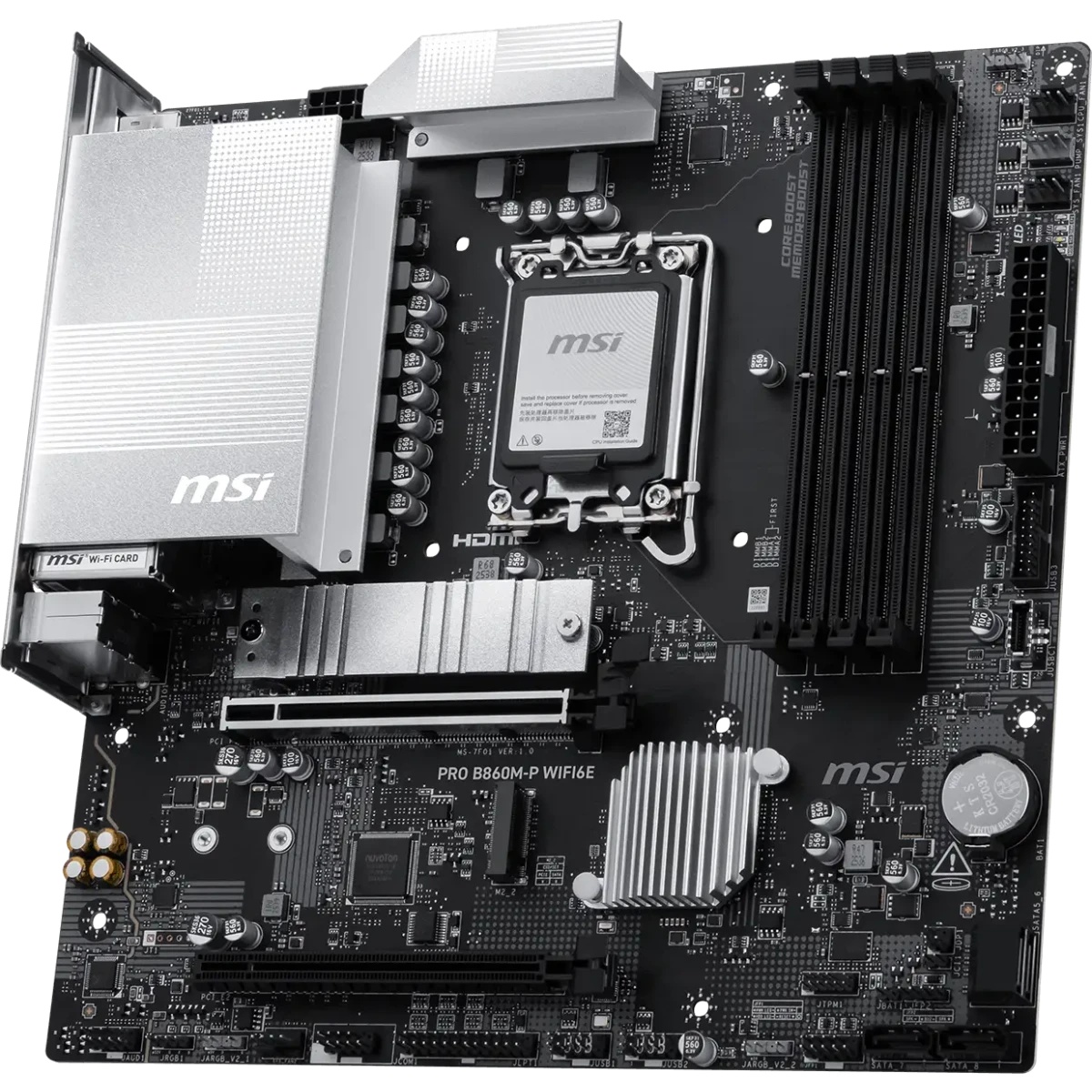Материнская плата MSI PRO B860M-P WIFI6E B860, LGA1851, 4*DDR5, 2*PCIEx16, 2*M.2, 1*TypeC, 5*USB3.2G