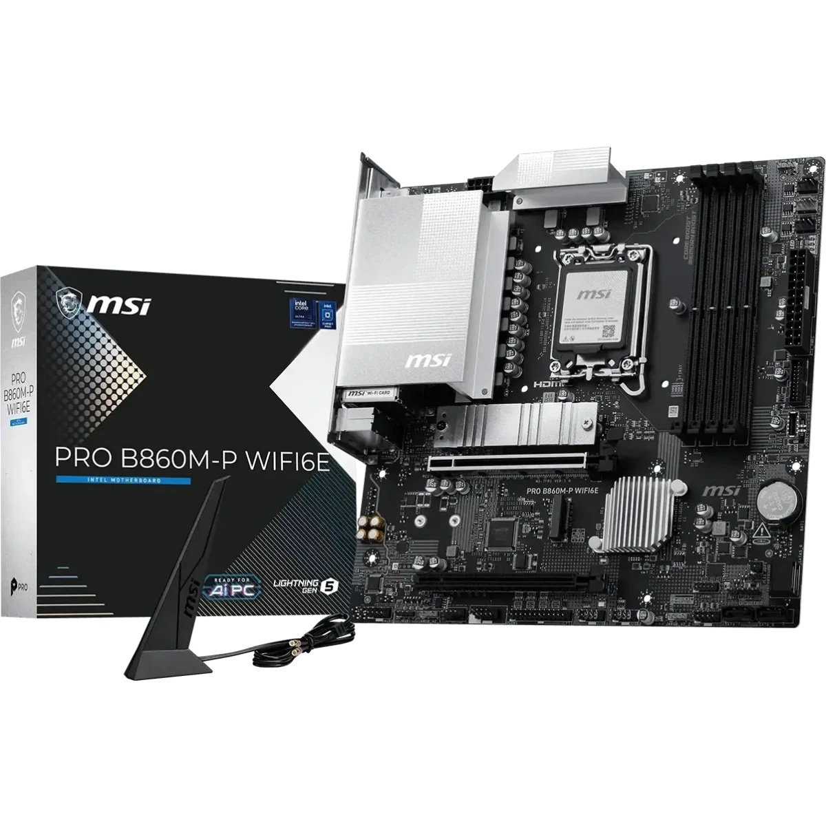 Материнская плата MSI PRO B860M-P WIFI6E B860, LGA1851, 4*DDR5, 2*PCIEx16, 2*M.2, 1*TypeC, 5*USB3.2G