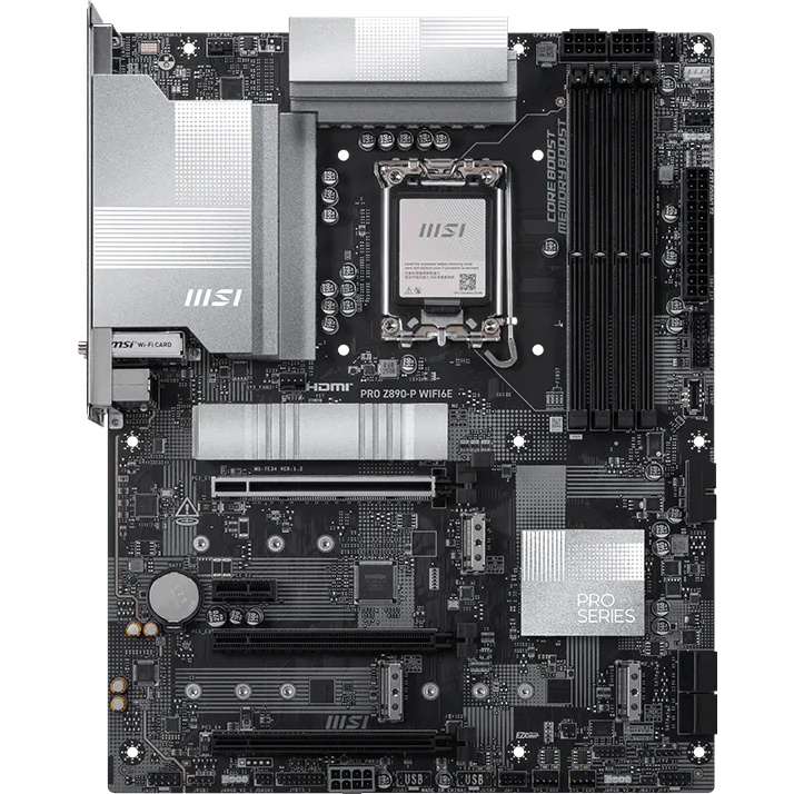 Материнская плата MSI PRO Z890-P WIFI6E Z890, LGA1851, 4*DDR5, 3*PCIEx16, 1*PCIEx1, 4*M.2, 2*TypeC,