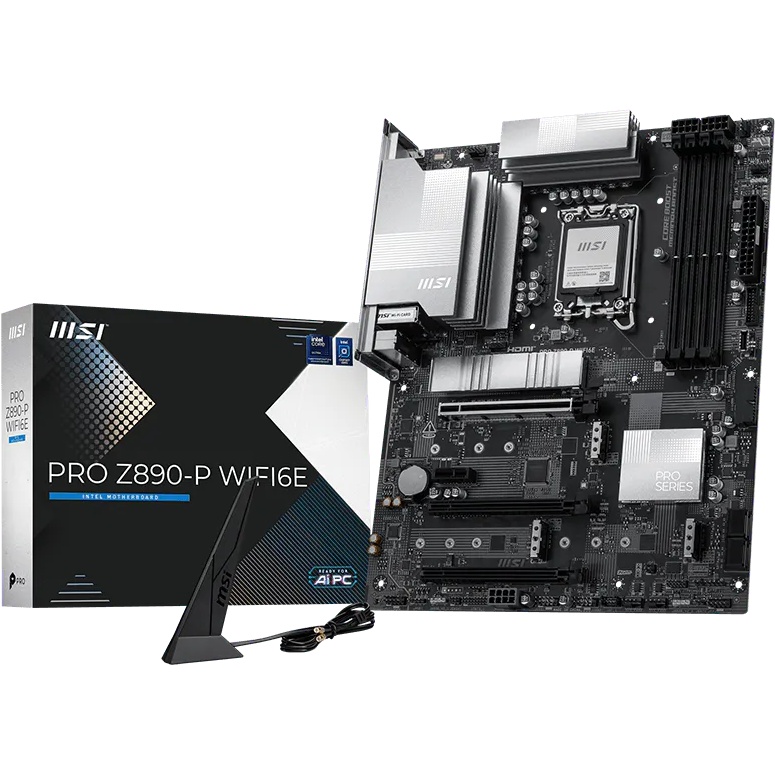 Материнская плата MSI PRO Z890-P WIFI6E Z890, LGA1851, 4*DDR5, 3*PCIEx16, 1*PCIEx1, 4*M.2, 2*TypeC,