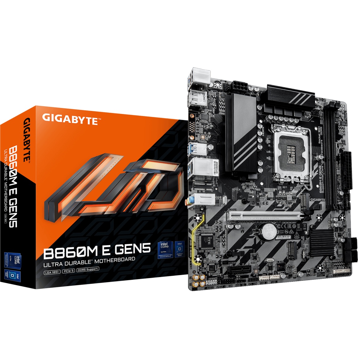Материнская плата Gigabyte B860M E GEN5 B860, LGA1851, 2*DDR5, 1*PCIEx16, 1*PCIEx1, 2*M.2 6*USB3.2Ge
