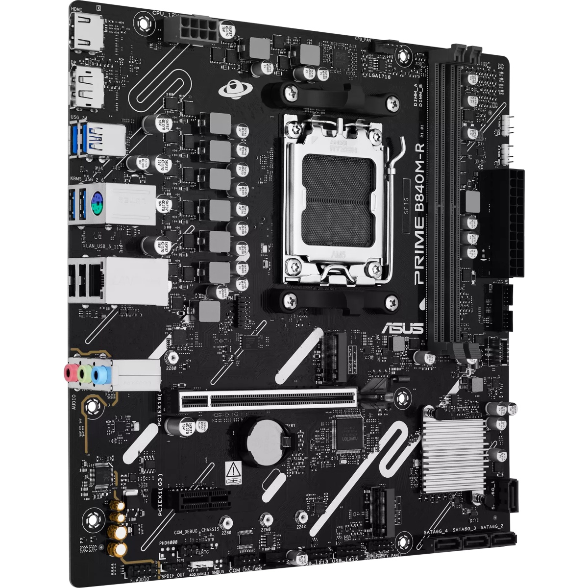 Материнская плата Asus PRIME B840M-R Socket AM5 AMD B840 2xDDR5 mATX AC`97 8ch(7.1) GbLAN RAID+HDMI+