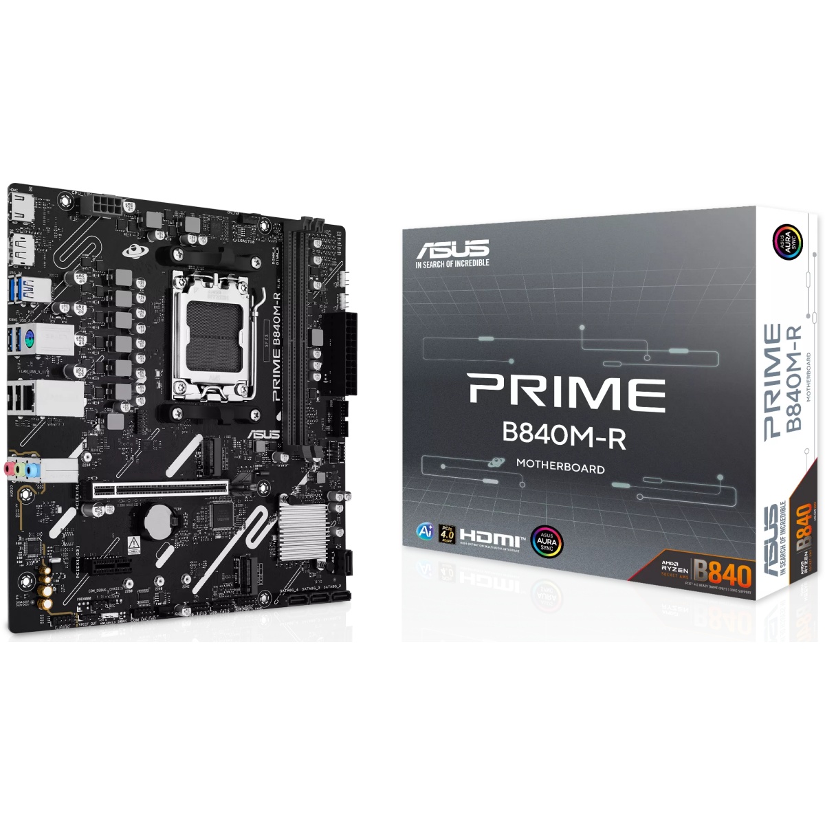 Материнская плата Asus PRIME B840M-R Socket AM5 AMD B840 2xDDR5 mATX AC`97 8ch(7.1) GbLAN RAID+HDMI+