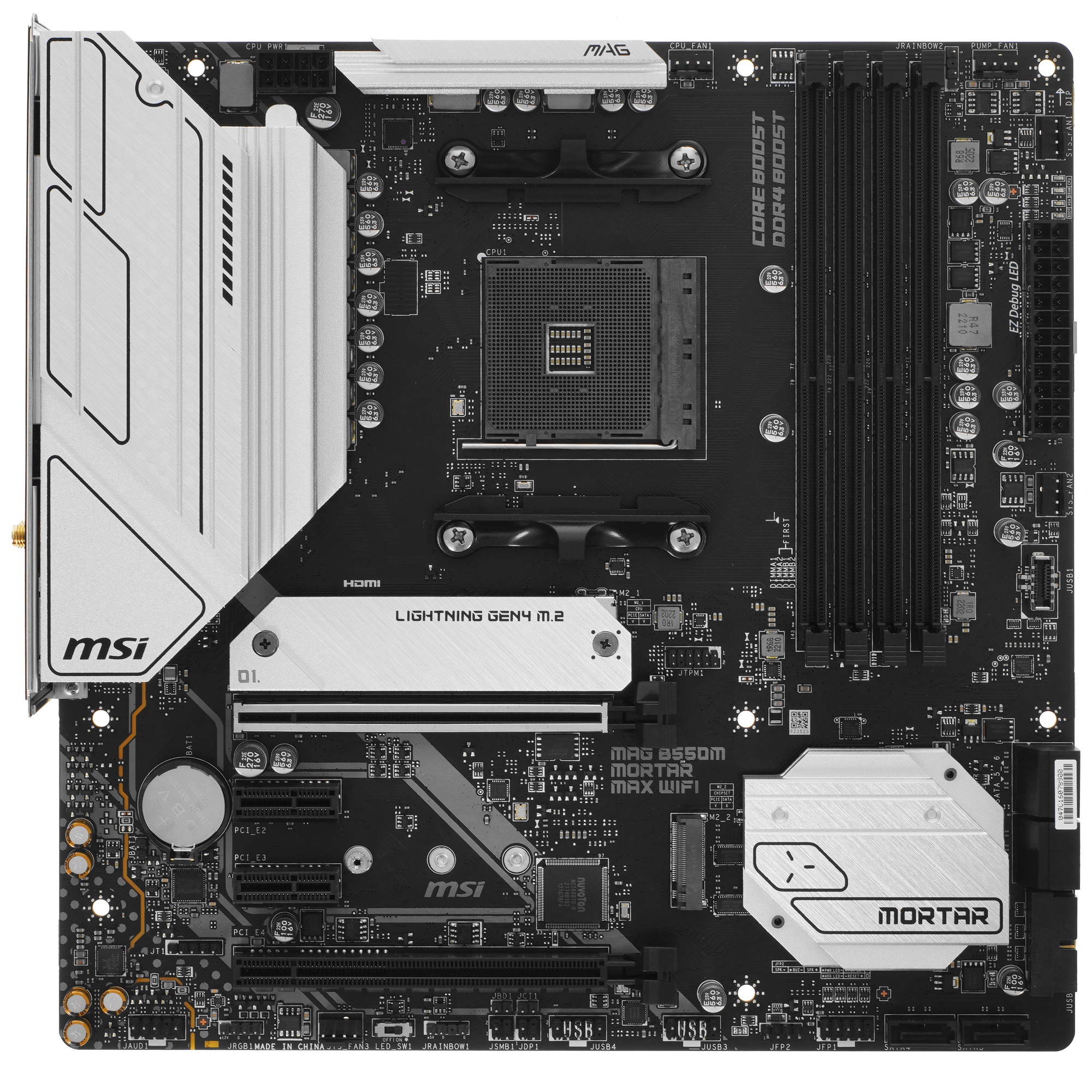 Материнская плата MSI MAG B550M MORTAR MAX WIFI, AM4, 4xDDR4, AMD B550, 6xSATA, 2xM.2, 1xPCI-E 4.0 x