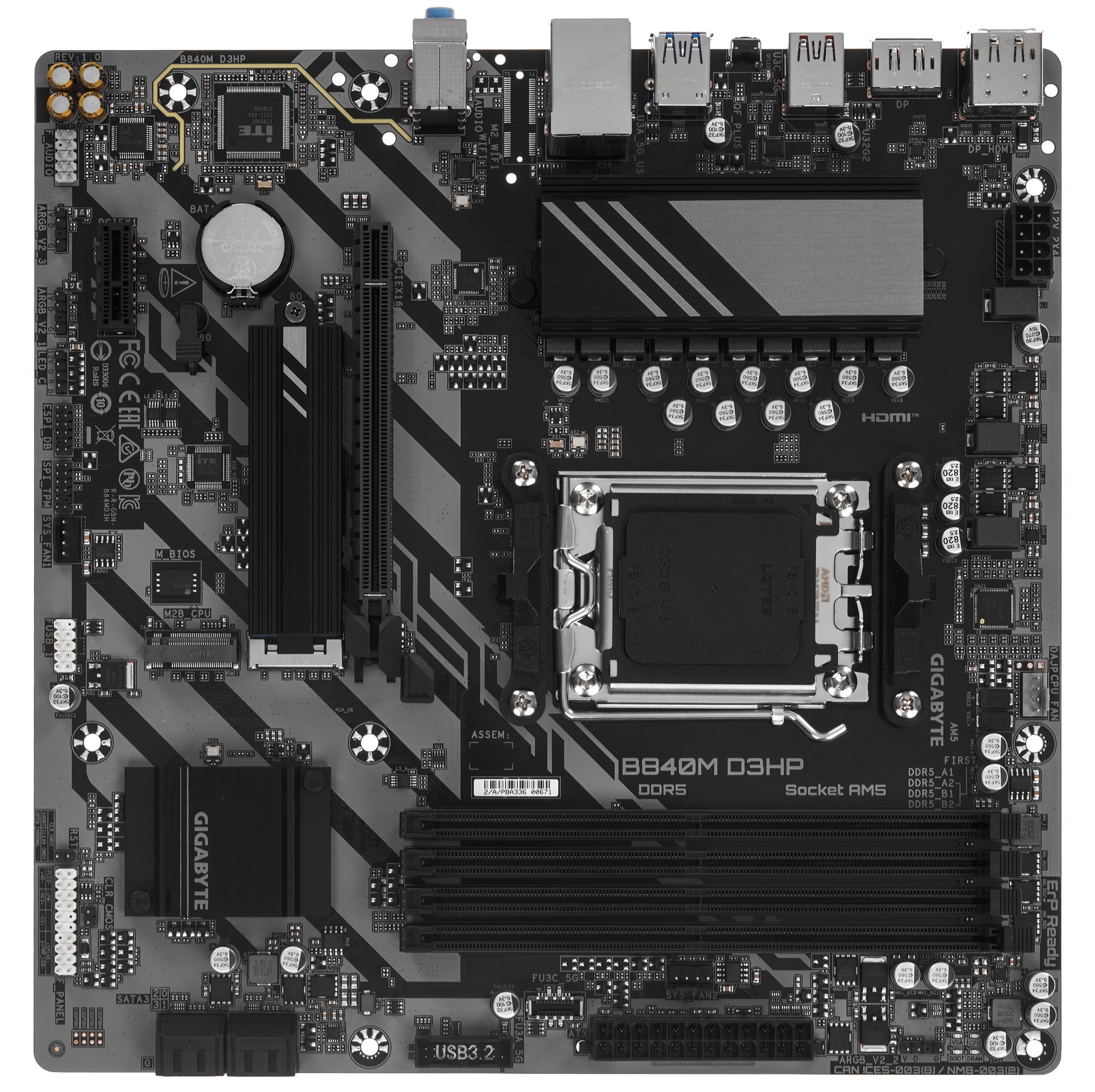 Материнская плата Gigabyte AMD B840 SAM5 MATX B840M D3HP