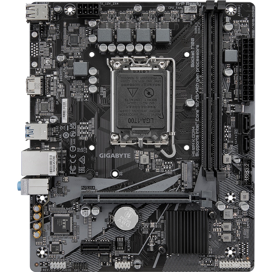 Материнская плата Gigabyte H610M K DDR4 V2.0, LGA 1700, Intel H610, 2xDDR4, 2xSATA, 1xM.2, 1xPCIe 4.