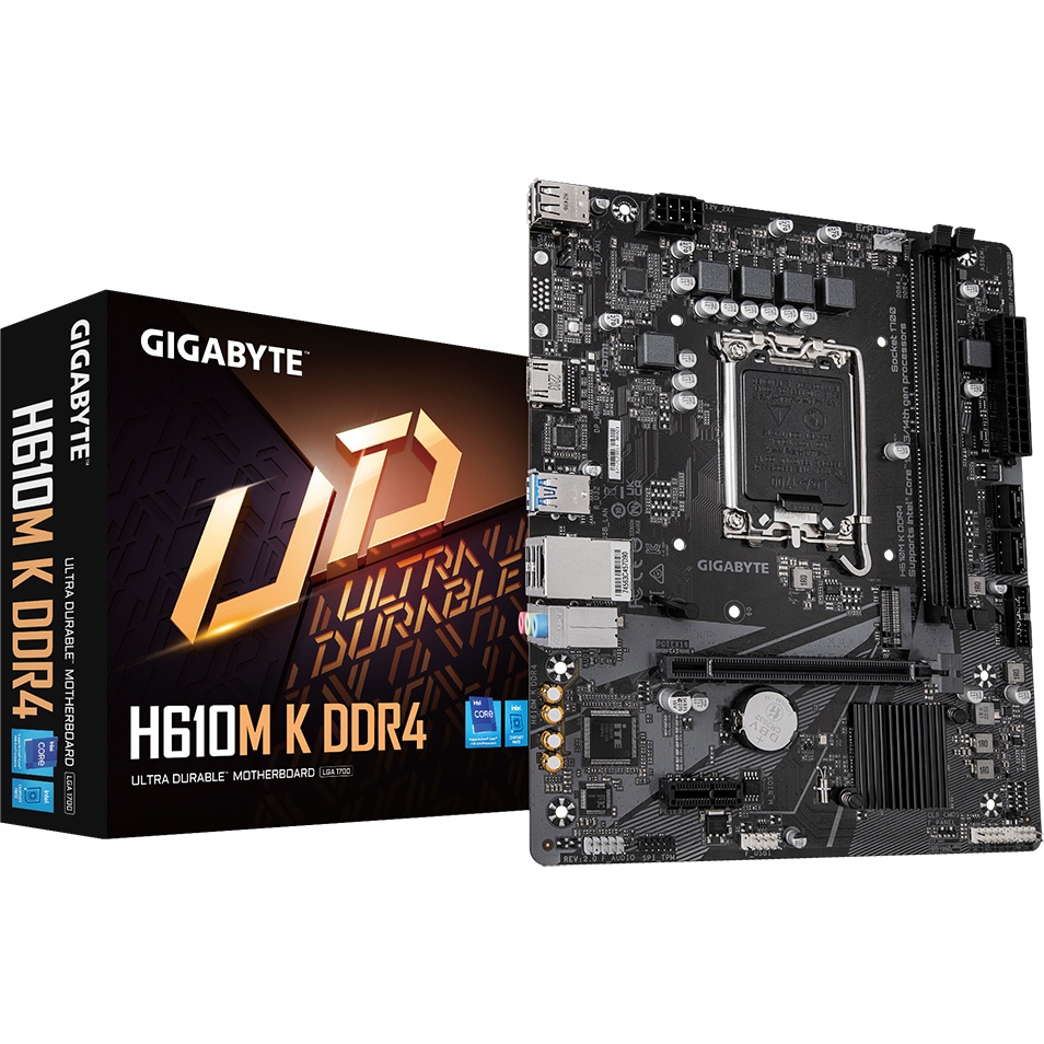 Материнская плата Gigabyte H610M K DDR4 V2.0, LGA 1700, Intel H610, 2xDDR4, 2xSATA, 1xM.2, 1xPCIe 4.