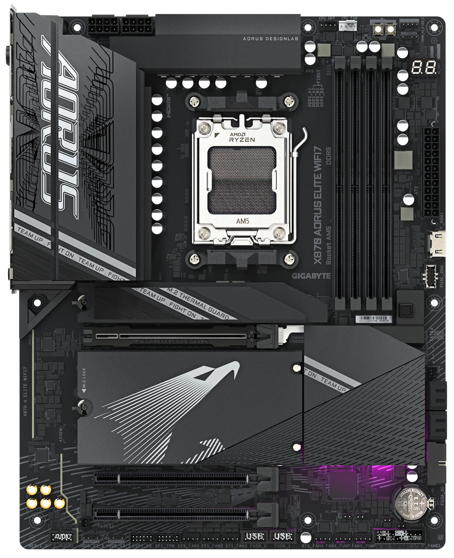 Материнская плата Gigabyte X870 AORUS ELITE WIFI7, AM5, AMD X870, 4xDDR5, 4xSATA, 4xM.2, 1xPCI-E 5.0