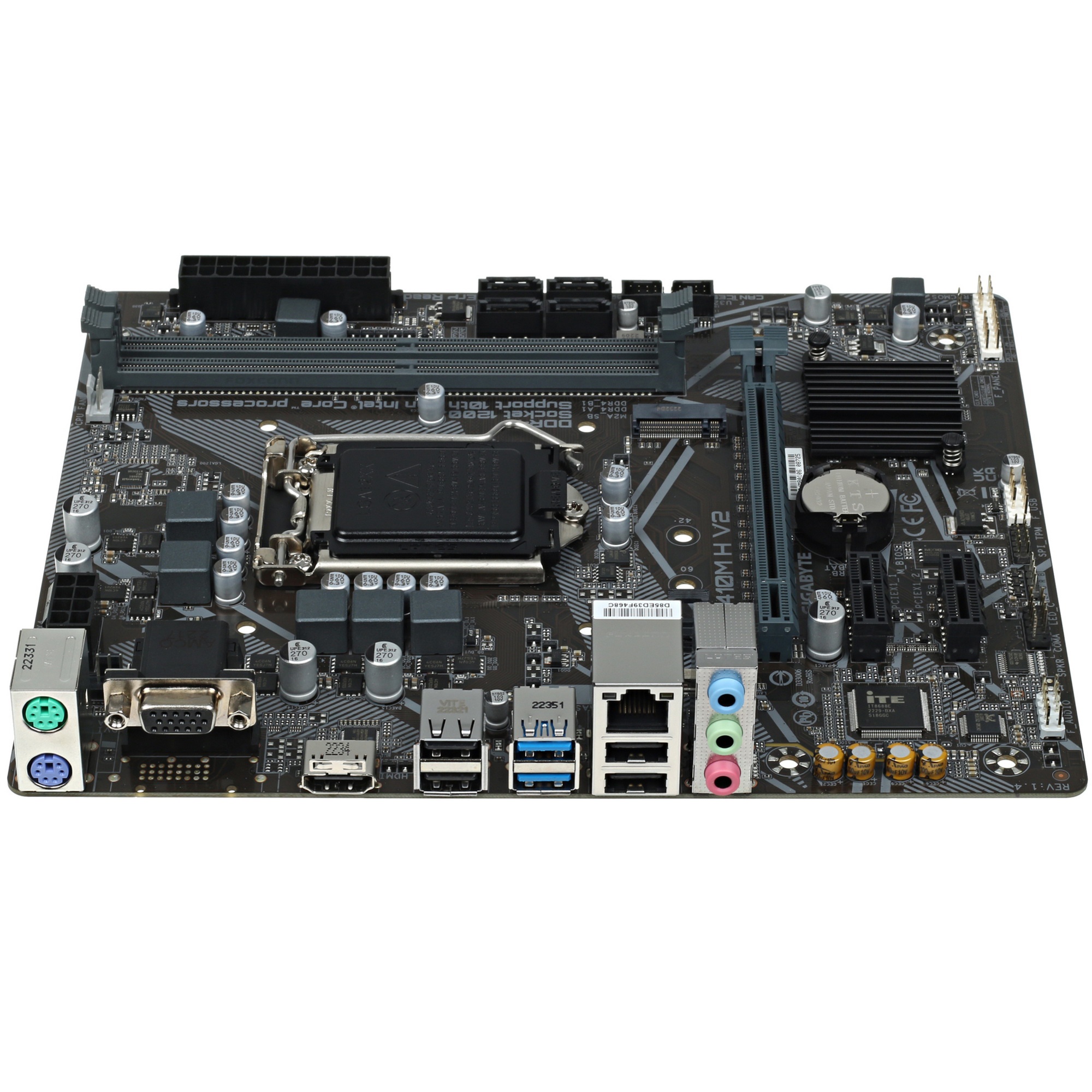 Материнская плата Gigabyte H410M H V2 (2.0/2.1), LGA 1200, Intel H470, 2xDDR4, 4xSATA, 1xM.2, 1xPCIe
