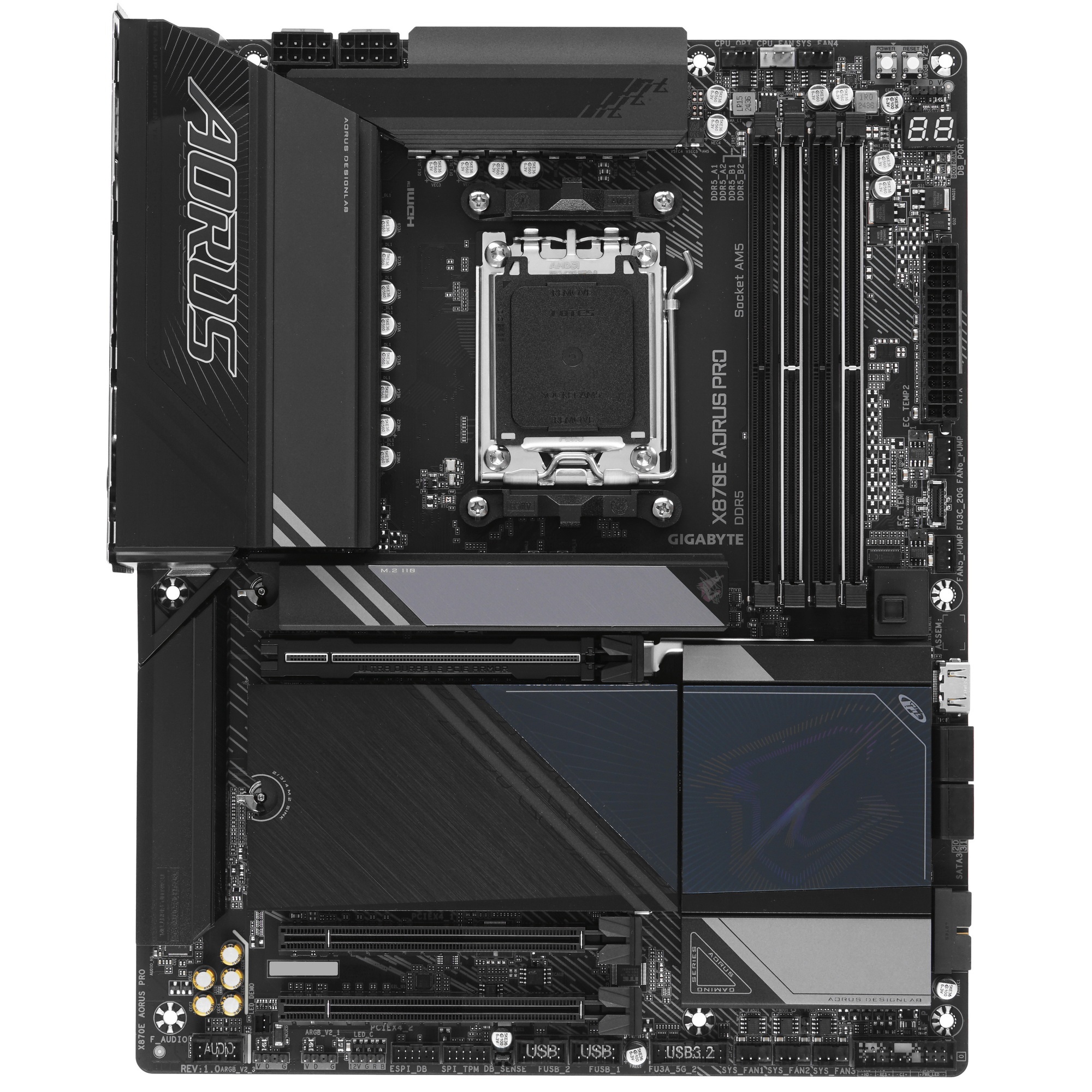 Материнская плата Gigabyte X870E AORUS PRO, AM5, AMD X870E, 4xDDR5, 4xSATA, 4xM.2, 1xPCI-E 5.0 x16,