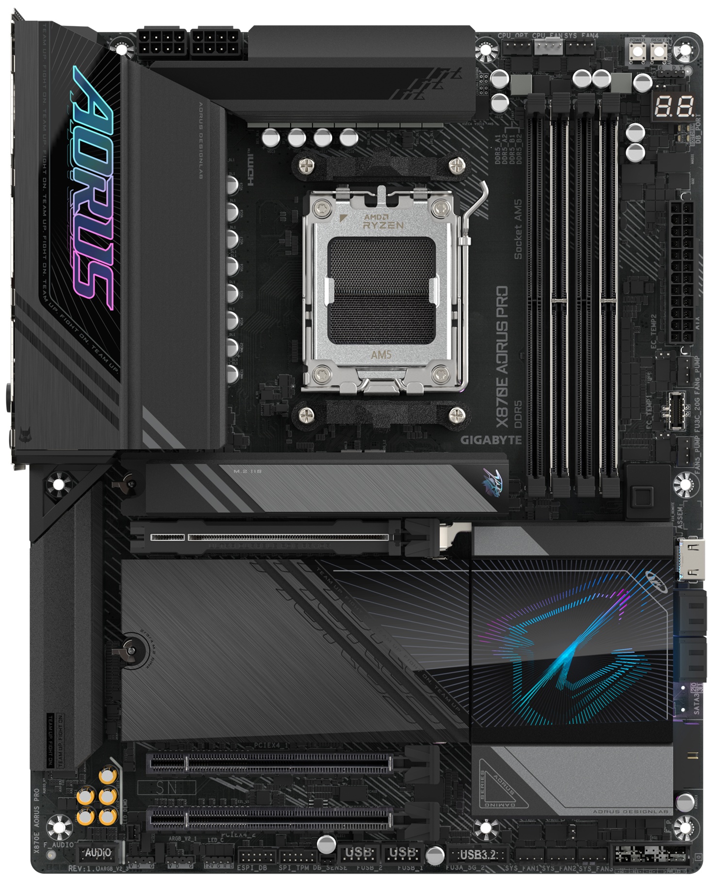 Материнская плата Gigabyte X870E AORUS PRO, AM5, AMD X870E, 4xDDR5, 4xSATA, 4xM.2, 1xPCI-E 5.0 x16,