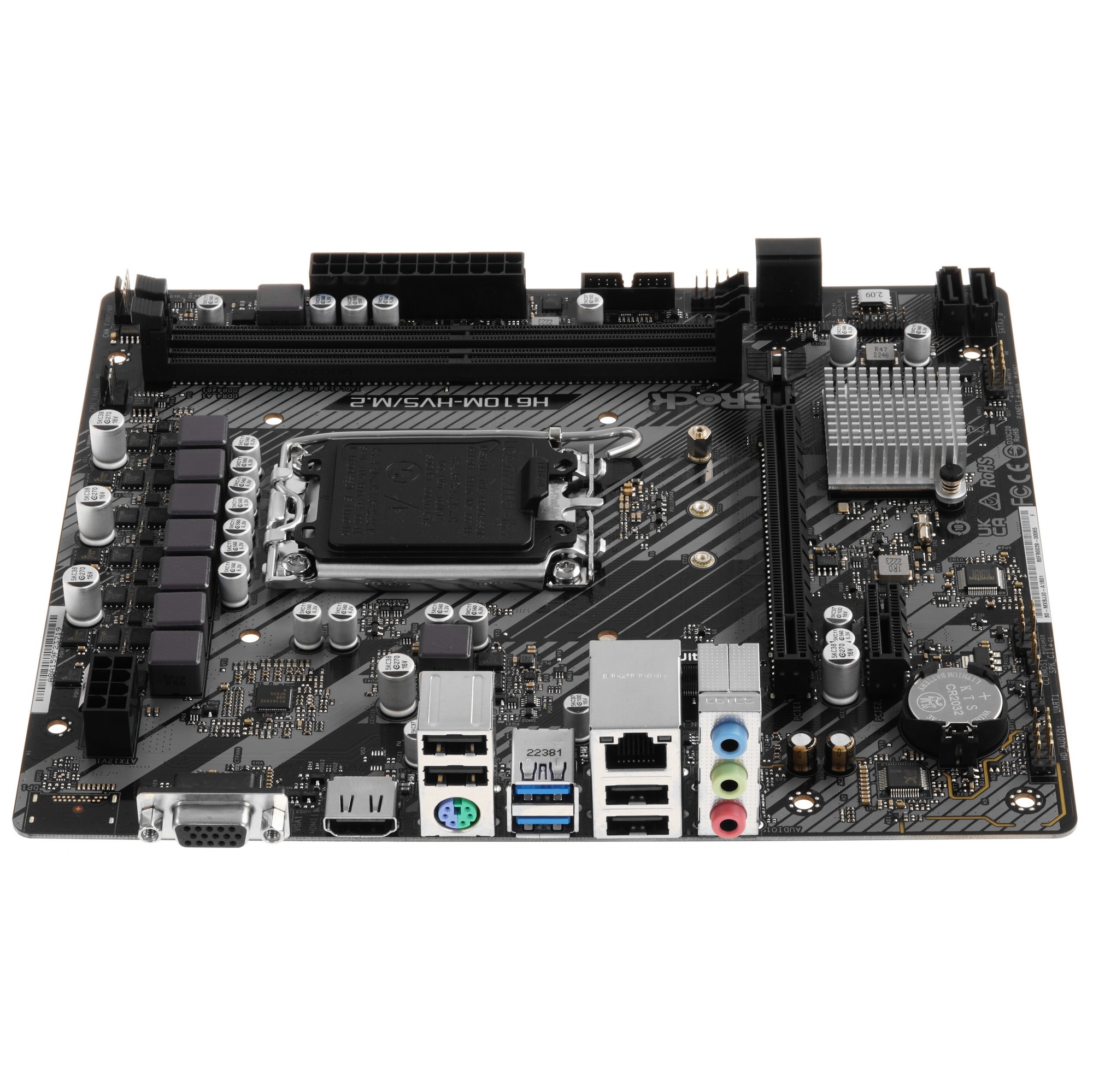 Материнская плата ASRock H610M-HVS/M.2 R2.0, LGA 1700, Intel H610, 2xDDR4, 4xSATA, 1xM.2, 1xPCIe 4.0