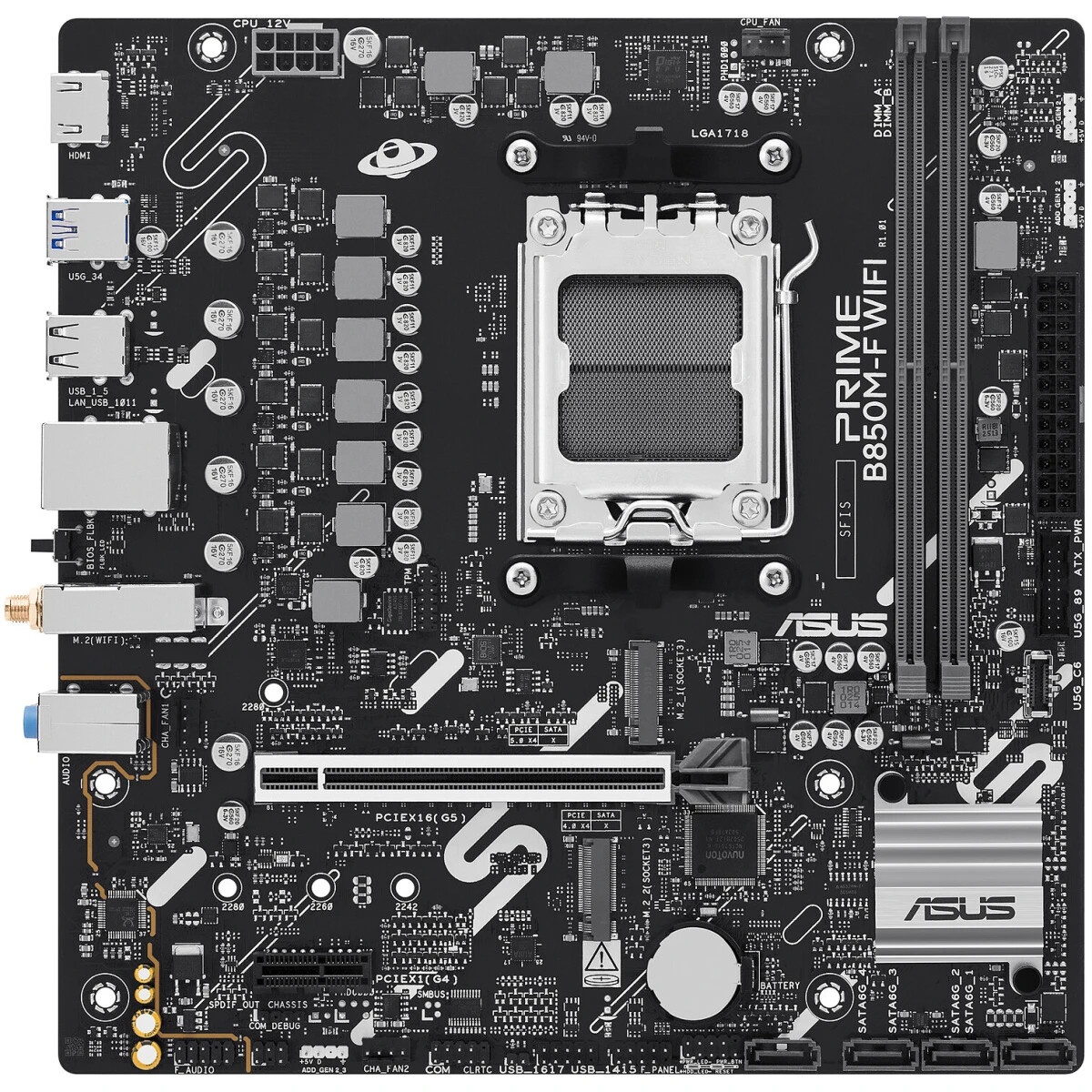 Материнская плата Asus PRIME B850M-F WIFI Socket AM5 AMD B850 2xDDR5 mATX AC`97 8ch(7.1) GbLAN RAID+