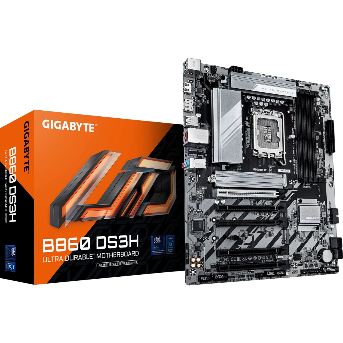 Материнская плата Gigabyte B860 DS3H B860, LGA1851, 4*DDR5, 5*PCIEx16, 2*M.2, 2*TypeC, 1*USB3.2Gen2,