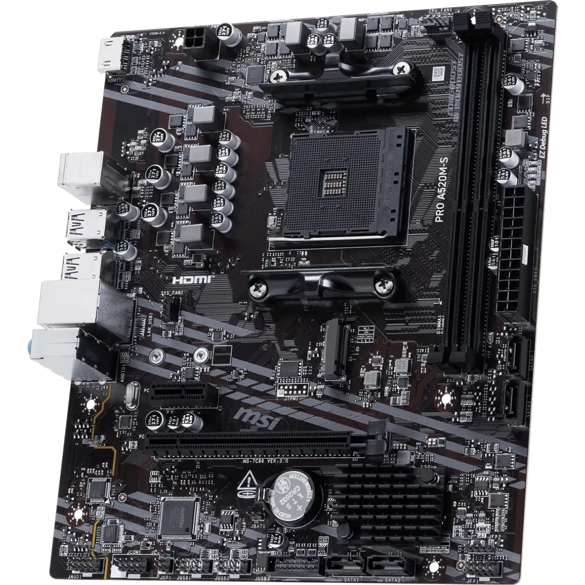 Материнская плата MSI PRO A520M-S AM4 AMD A520 2x DDR4 1xPCI-E x16 1xM.2 HDMI