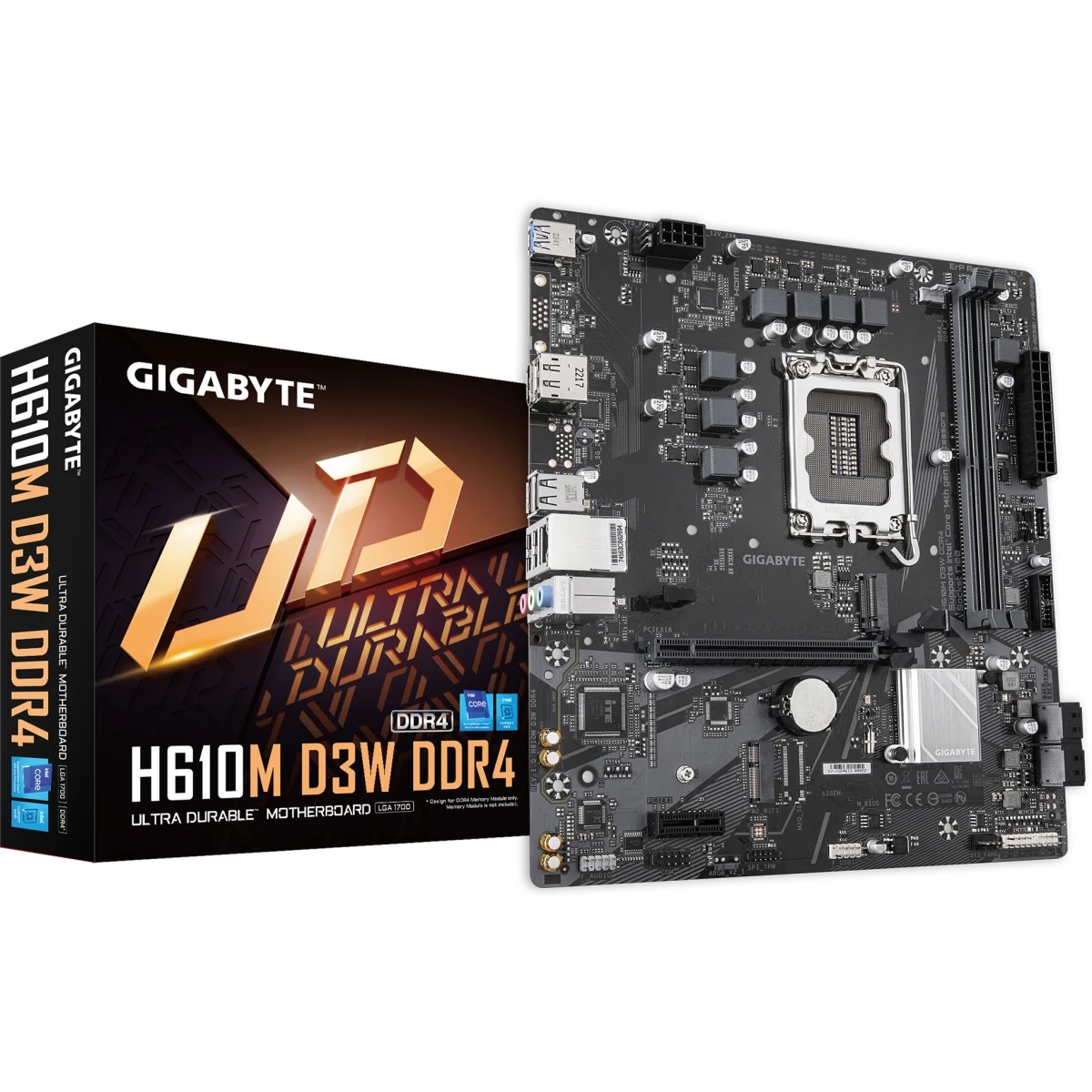 Материнская плата Gigabyte H610M D3W DDR4 H610, LGA1700, 2*DDR4, 1*PCIEx16, 1*PCIEx1, 2*M.2, 1*TypeC