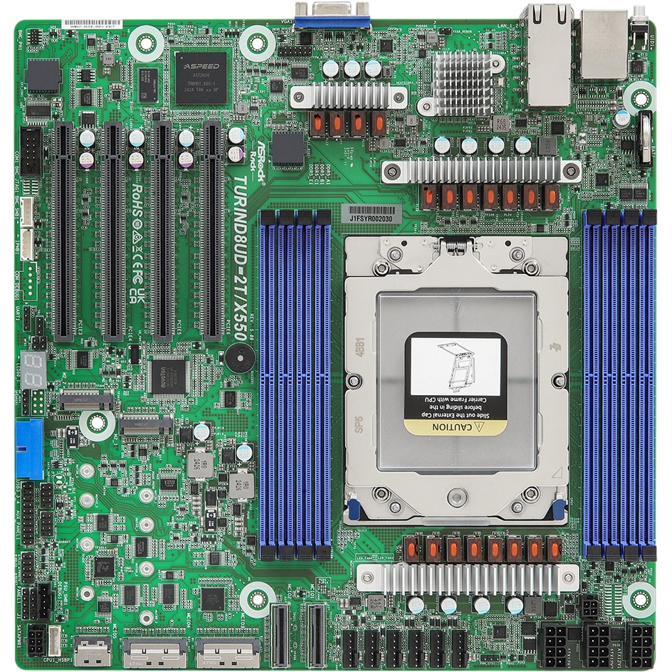 Материнская плата ASRock TURIND8UD-2T/X550, Deep Micro-ATX, 1x SP5 (LGA 6096) AMD EPYC™ 9005/9004, 8