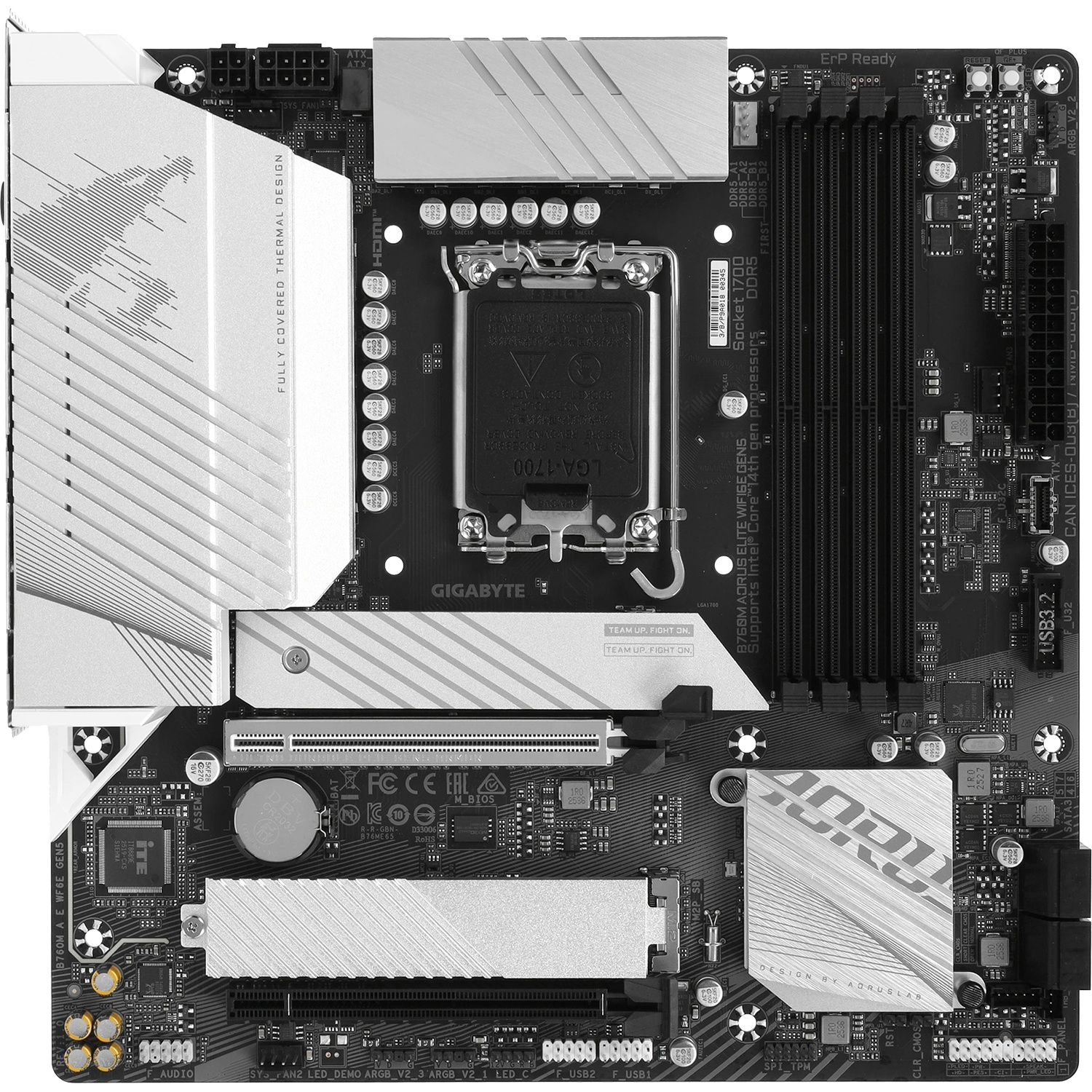 Материнская плата Gigabyte B760M AORUS ELITE WIFI6E GEN5 Soc-1700 Intel B760 4xDDR5 mATX AC`97 8ch(7