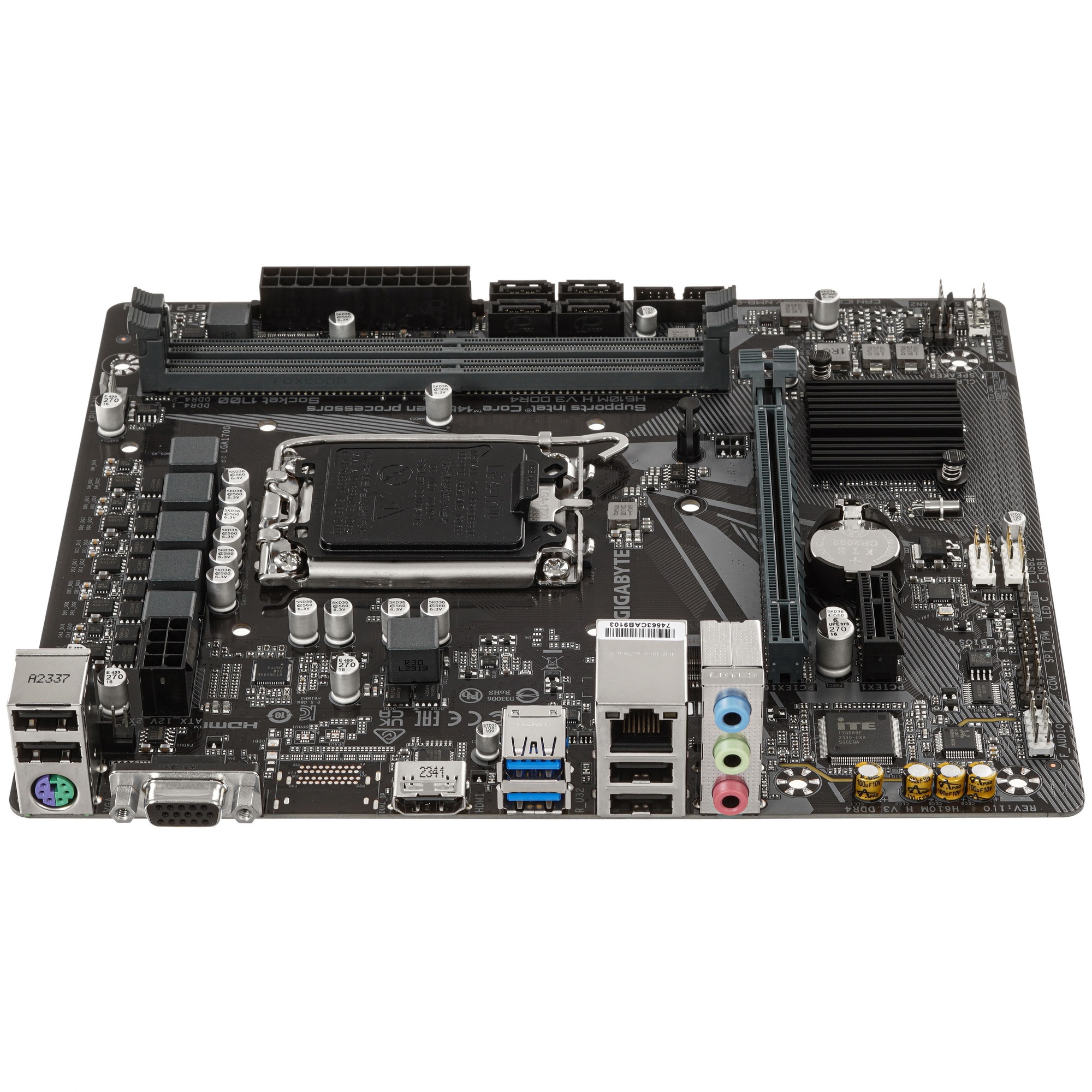 Материнская плата Gigabyte H610M H V3 DDR4, LGA 1700, Intel H610, 2xDDR4, 4xSATA, 1xM.2, 1xPCIe 4.0