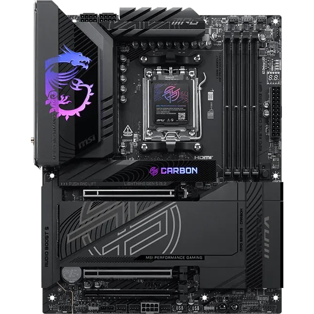 Материнская плата MSI MPG X870E CARBON MAX WIFI Socket AM5 AMD X870E 4xDDR5 ATX AC`97 8ch(7.1) 5Giga