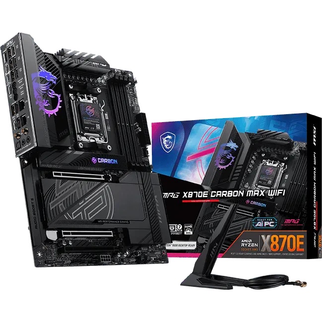 Материнская плата MSI MPG X870E CARBON MAX WIFI Socket AM5 AMD X870E 4xDDR5 ATX AC`97 8ch(7.1) 5Giga