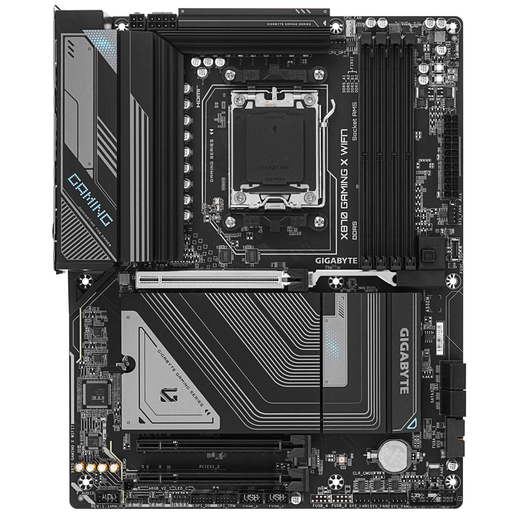Материнская плата Gigabyte X870 GAMING X WIFI7, AM5, AMD X870, 4xDDR5, 4xSATA, 3xM.2, 1xPCI-E 5.0 x1