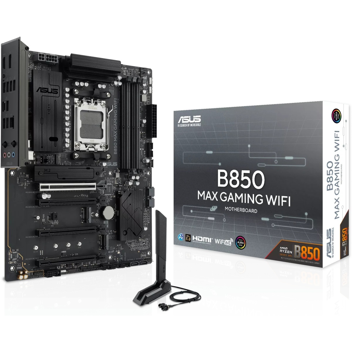 Материнская плата Asus B850 MAX GAMING WIFI Socket AM5 AMD B850 ATX AC`97 8ch(7.1) 2.5Gg RAID+HDMI+D