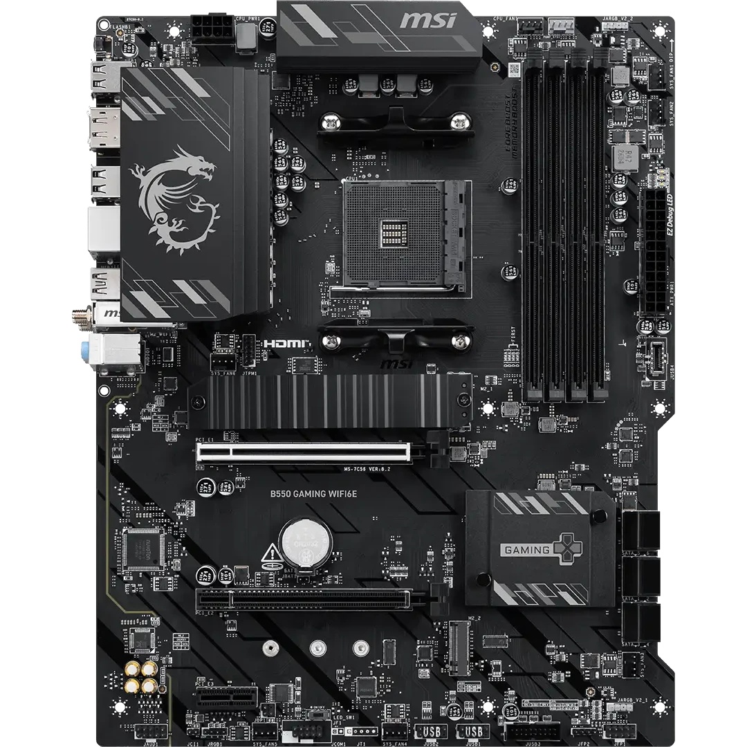 Материнская плата MSI B550 GAMING WIFI6E Soc-AM4 AMD B550 4xDDR4 ATX AC`97 8ch(7.1) GbLAN RAID+HDMI+