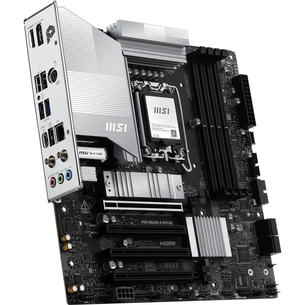 Материнская плата MSI PRO B860M-A WIFI6E B860, LGA1851, 4*DDR5, 4*PCIEx16, 3*M.2, 2*TypeC, 1*USB3.2G
