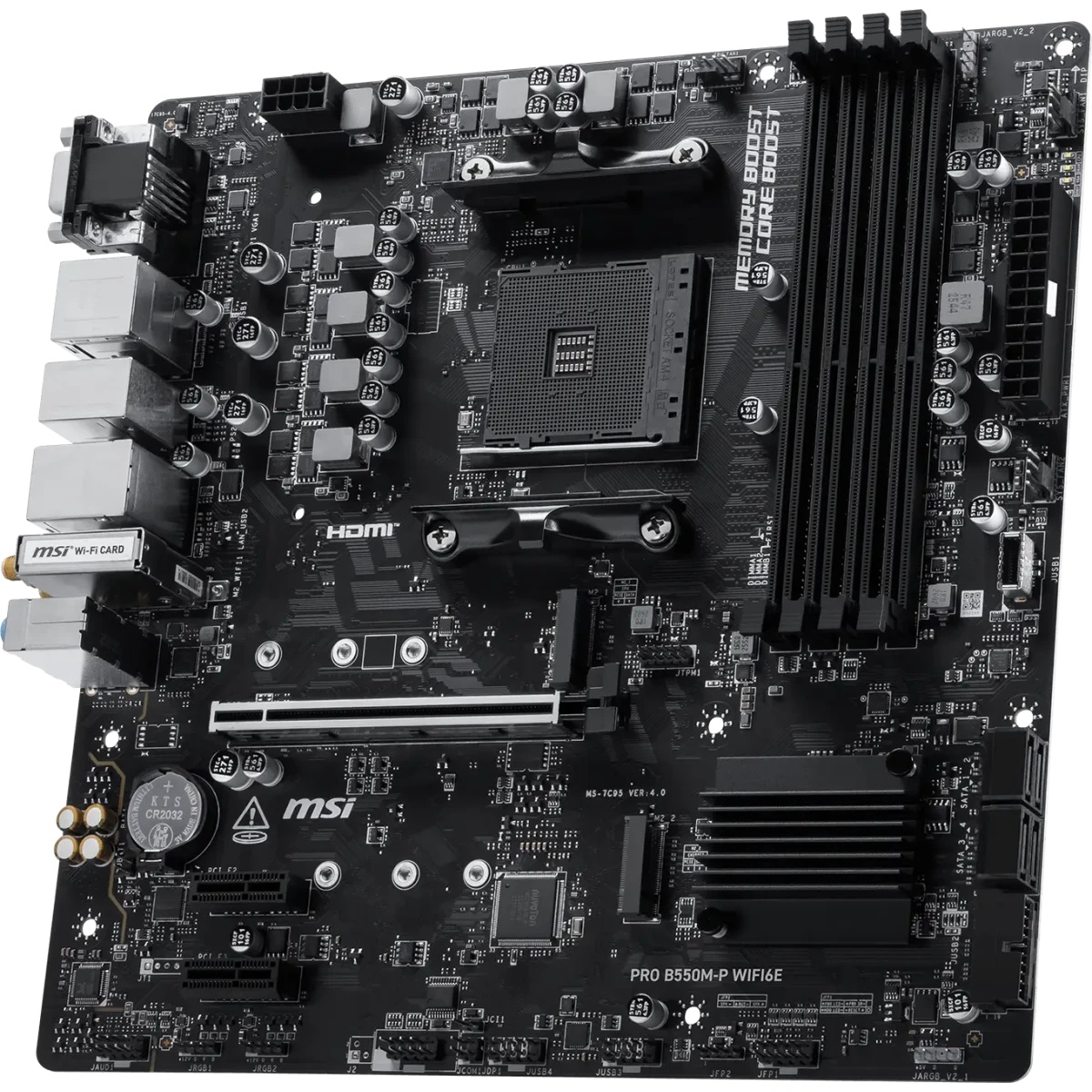 Материнская плата MSI PRO B550M-P WIFI6E B550, AM4, 4*DDR4, 1*PCIEx16, 2*PCIEx1, 2*M.2, 1*TypeC, 6*U