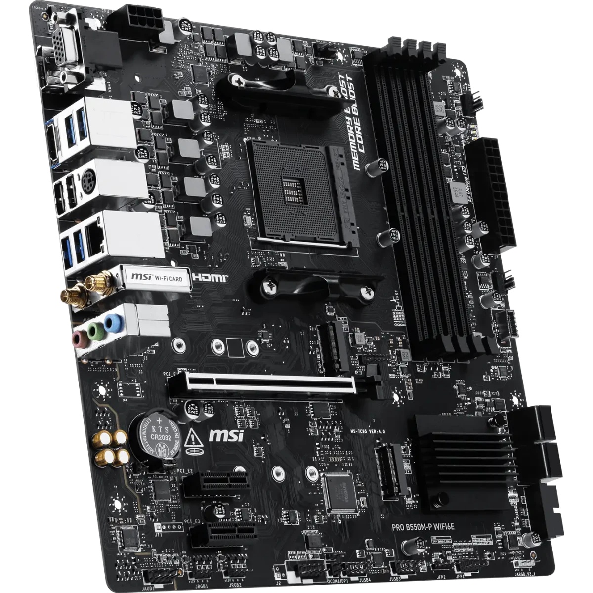 Материнская плата MSI PRO B550M-P WIFI6E B550, AM4, 4*DDR4, 1*PCIEx16, 2*PCIEx1, 2*M.2, 1*TypeC, 6*U
